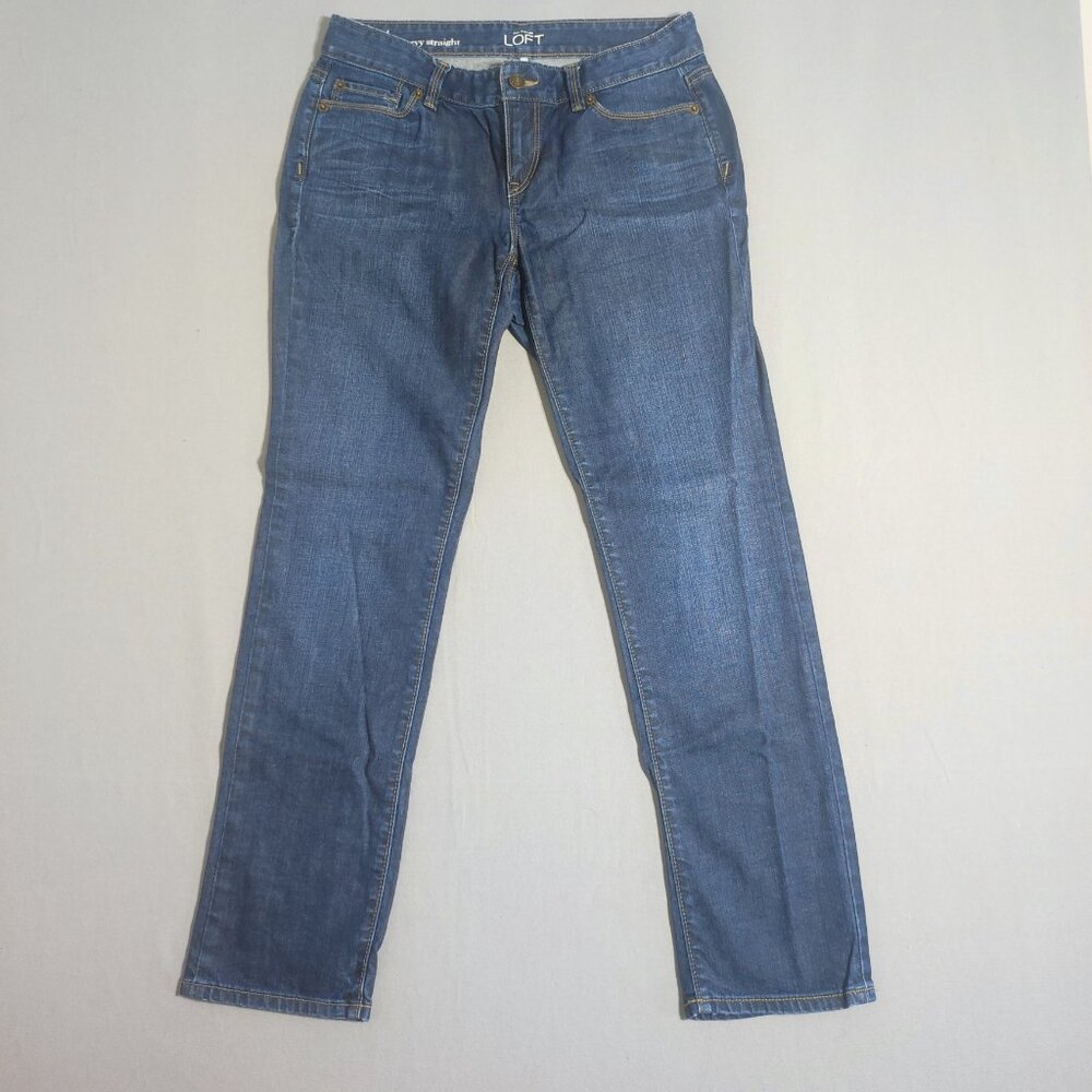 LOFT Ann Taylor Jeans women's size 4 P curvy straight ink blue colour